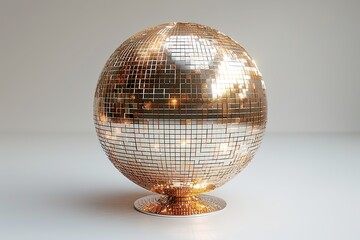 Luxury gold disco ball party nightlife decoration in with white background