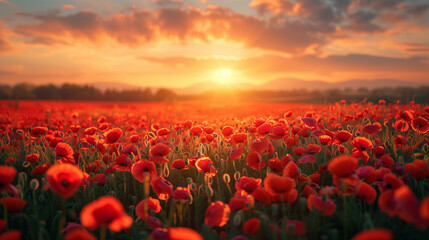 Fototapeta na wymiar field of red tulips