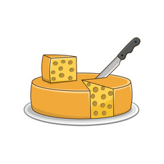 Cheese and slicing knife. vector design