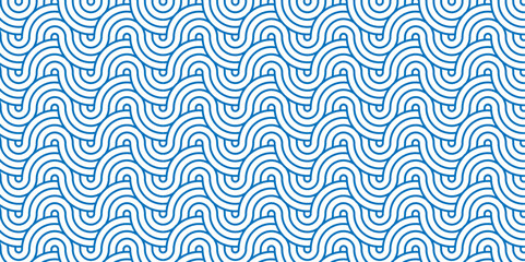 Minimal diamond geometric waves spiral pattern and abstract circle wave line. blue seamless tile stripe geomatics overlapping create retro square line backdrop pattern background. Overlapping Pattern.