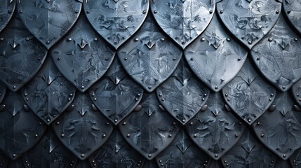 Abstract background boasts scale texture. Blades of metal enhance allure.