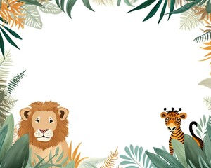 Fototapeta na wymiar minimalistic design Illustration Safari Animal Frame template