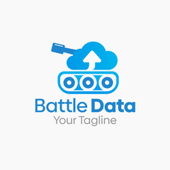 Vector Illustration for Battle Data Logo: A Design Template Merging Concepts of a Tank and Cloud Data Shape