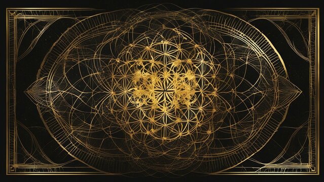 visualization of realms  Seed of life symbol Sacred Geometry. Geometric mystic mandala of alchemy esoteric Flower of Life.  