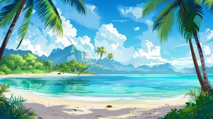 Tranquil scenery, relaxing beach, tropical landscape design. Summer vacation travel holiday design 