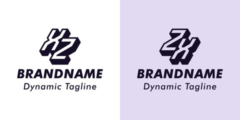 Letters XZ and ZX 3D Monogram Logo, Suitable for business with XZ or ZX initials