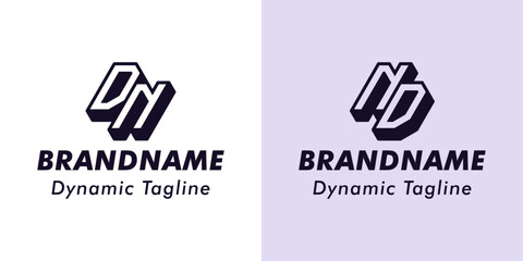 Letters DN and ND 3D Monogram Logo, Suitable for business with DN or ND initials
