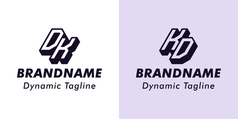 Letters DK and KD 3D Monogram Logo, Suitable for business with DK or KD initials