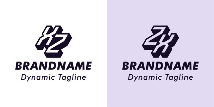 Letters XZ and ZX 3D Monogram Logo, Suitable for business with XZ or ZX initials