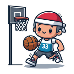 Cute Athlete Boy Of Basketball