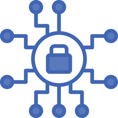 Cyber Security Vector Line Filled Blue Icon