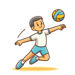 Illustration of Boy Playing Volley Ball