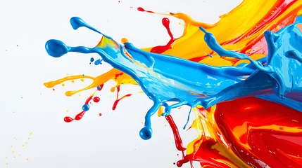 Foto op Plexiglas Color Splash ,Colored splashes of water on white background ,mix color paint splash on white background, Shot of color paint splash, isolated on white background  © Nasim