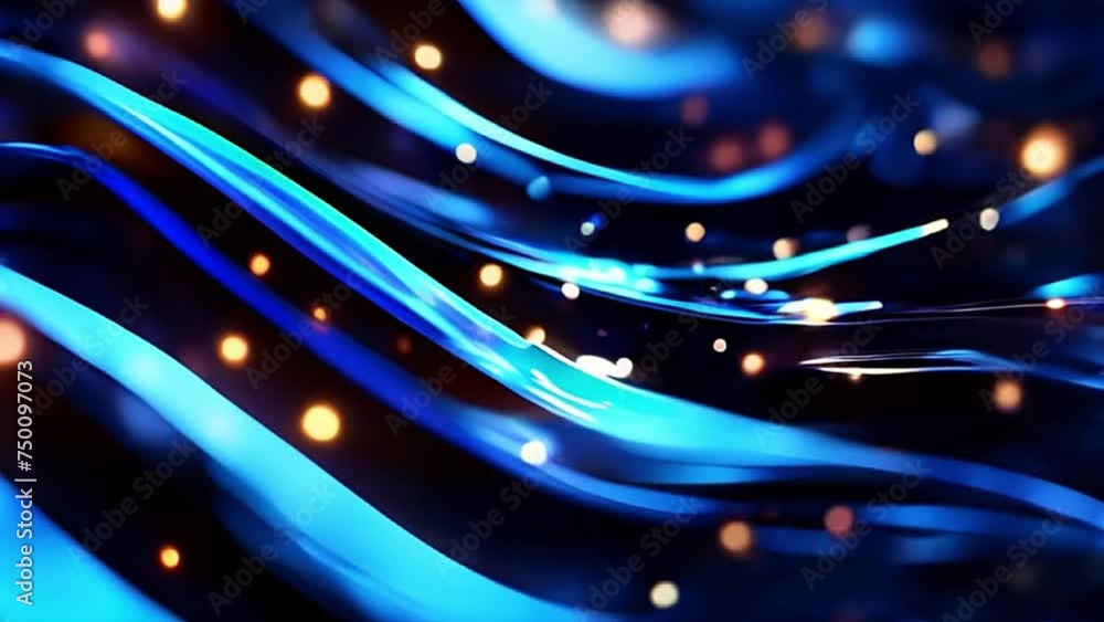 Poster blue abstract background with shining stars lights. the endless whirling of lights in outer space - 