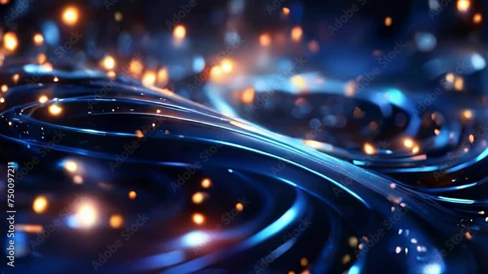 Poster blue abstract background with shining stars lights. the endless whirling of lights in outer space - 