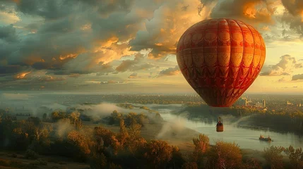 Behangcirkel hot air balloon in sky © Borel