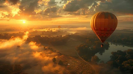 Behangcirkel beautiful hot air balloon © Borel