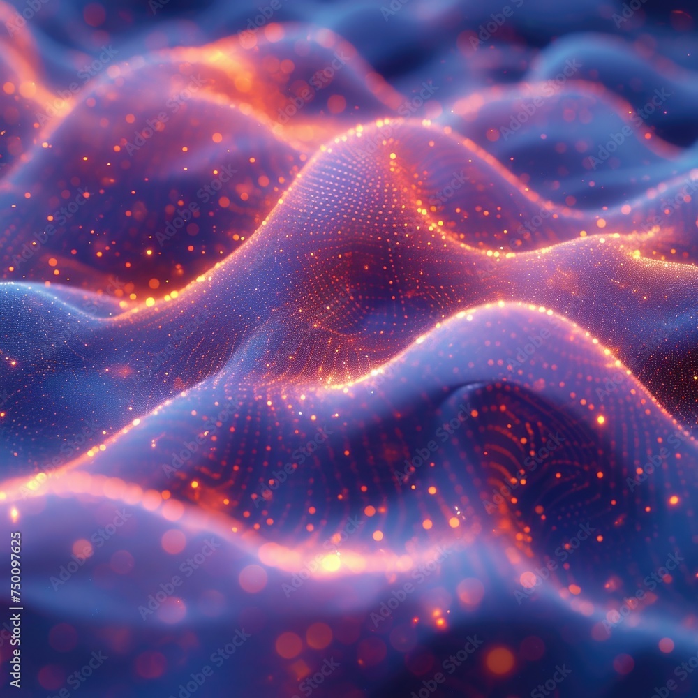 Aufkleber a computer-generated image showcasing a dynamic wave of light in vivid colors.