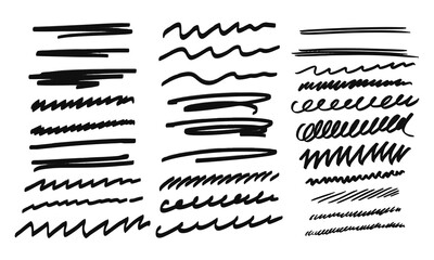 Thirty handwritten doodles. Collection of randomly drawn squiggles for your project - obrazy, fototapety, plakaty