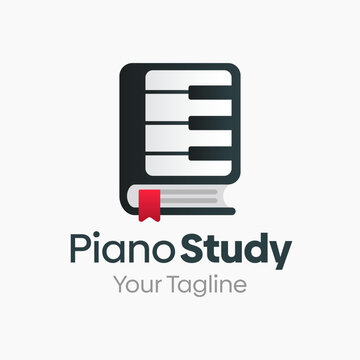 Vector Illustration for Piano Study Logo: A Design Template Merging Concepts of a Book and Piano Shape