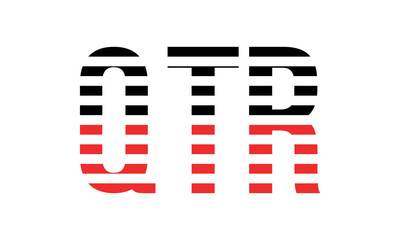 QTR three initial letter iconic line negative space minimal logo design vector template. monogram, abstract, wordmark, business, typography, minimalist, brand, company, flat, modern, unique, simple