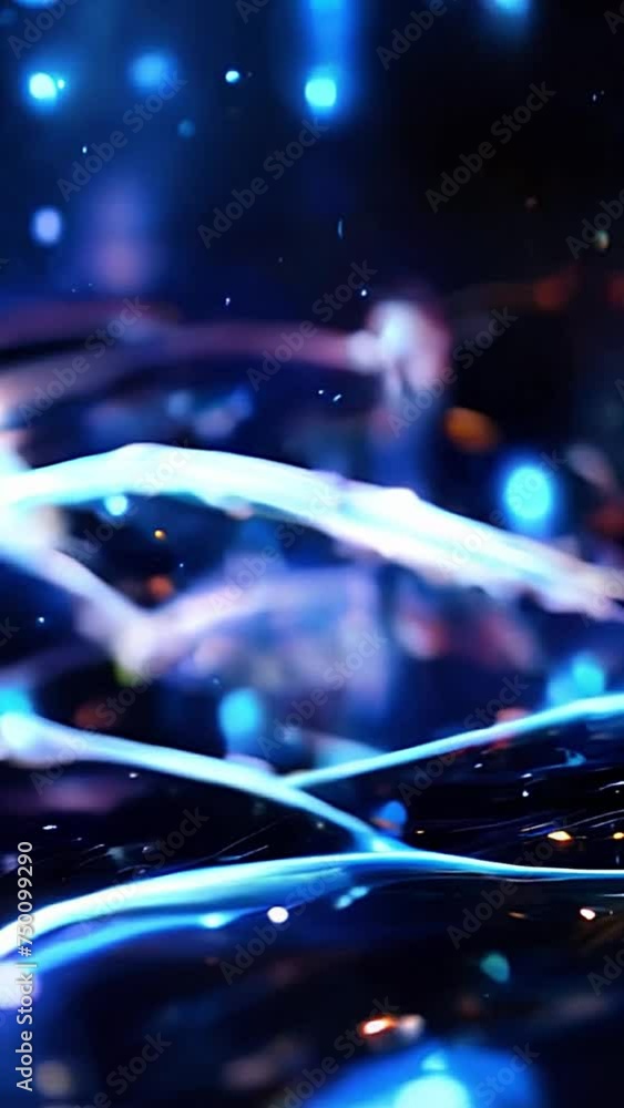 Poster blue abstract background with shining stars lights. the endless whirling of lights in outer space - 