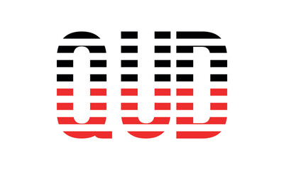 QUD three initial letter iconic line negative space minimal logo design vector template. monogram, abstract, wordmark, business, typography, minimalist, brand, company, flat, modern, unique, simple