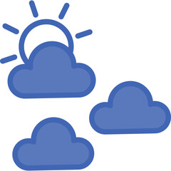 Cloud And Sun Vector Line Filled Blue Icon