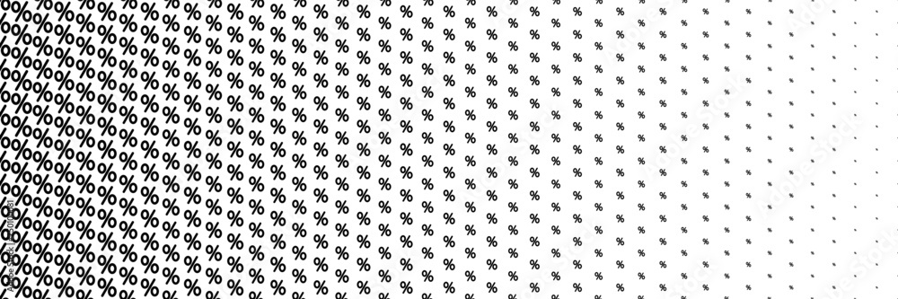 Poster horizontal black halftone of percent design for pattern and background.