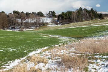 Bohemian and Moravian highland landscape, winter view