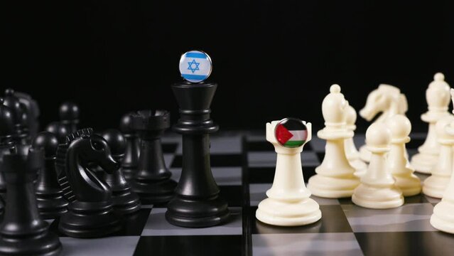 Chess pieces countries Israel Palestine conflict war faceoff concept 7