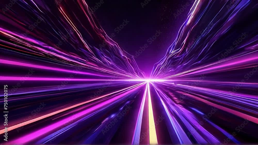 Wall mural 4k video ai generated abstract neon background space and time strings, highway night lights. ultravi
