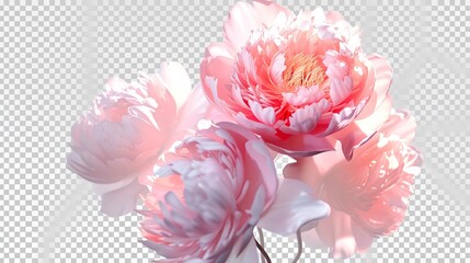 beautiful peony flowers isolated on a transparent