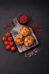 Delicious fresh fried minced fish cutlets with spices and herbs