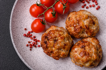Delicious fresh fried minced fish cutlets with spices and herbs
