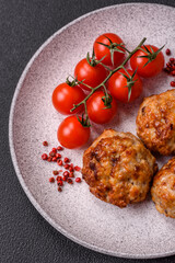 Delicious fresh fried minced fish cutlets with spices and herbs