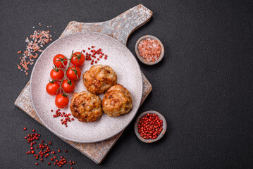 Delicious fresh fried minced fish cutlets with spices and herbs