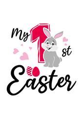 Obraz na płótnie Canvas My first Easter. Cute design with rabbit