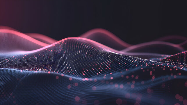 3d rendered colorful neon waves ,An abstract image of a wave pattern with dots and lines,Light dots background. Colored music wave. Digital technology backgroup. Big data code
