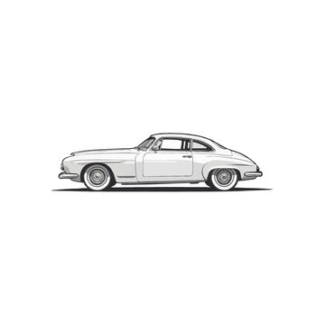 vintage classic car silhouette. retro car drawing. Vector illustration. editable file format. old style car logo © Sakib