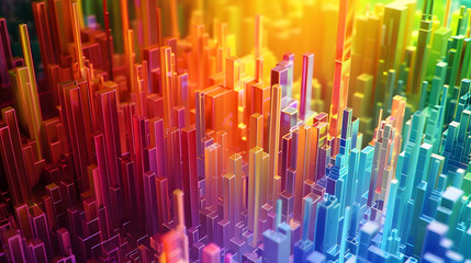 Fototapeta na wymiar A captivating 3D render featuring an abstract multicolor spectrum.
