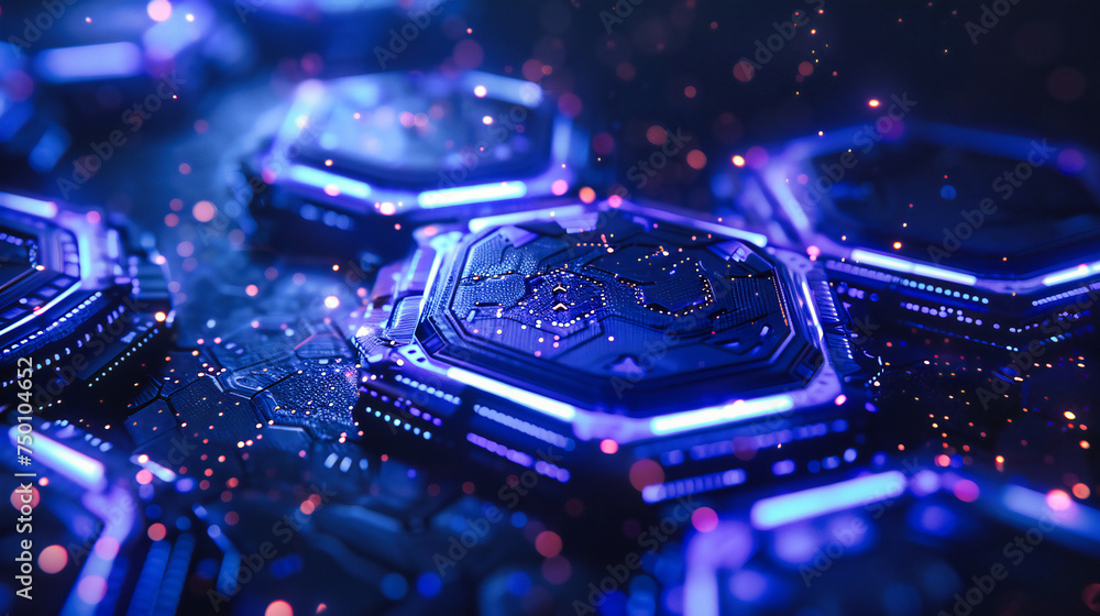 Aufkleber high-tech motherboard design: detailed view of a computer circuit board, symbolizing advances in har