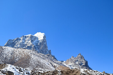 Snow covered mountain peaks of Himalaya