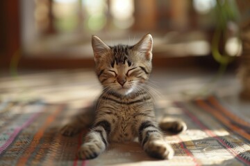 cat is doing hatha yoga