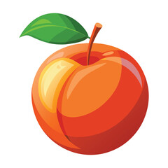 Fresh Nectarine Illustration on White Background