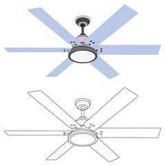 Ceiling Fan with light , remote control vector illustration eps