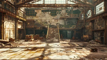 Papier Peint photo Vieux bâtiments abandonnés The Echoes of Industry, Exploring the Shadows of an Abandoned Factory, A Glimpse Into the Pasts Future