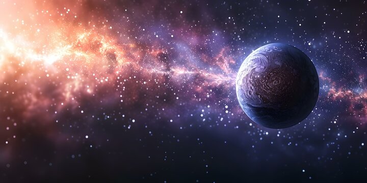 The Solitary Planet Adrift in the Cosmos, Bathed in the Light of Distant Stars. Concept Space Exploration, Cosmic Wanderers, Distant Galaxies, Planetary Discoveries, Celestial Wonders © Ян Заболотний