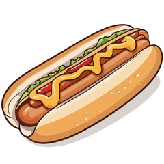 Illustrated Hotdog | Perfect for menu card of fastfood restaurant or food-truck advertical