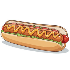 Illustrated Hotdog | Perfect for menu card of fastfood restaurant or food-truck advertical